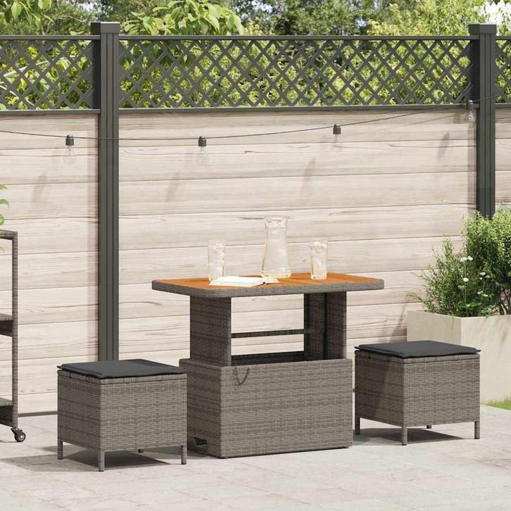 vidaXL Tuin Eetset Grijs Poly riet, Tuin en Terras, Tuinsets en Loungesets, Nieuw, Rotan, Verzenden