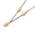 Halsketting - 18 karaat Witgoud Parel, Sieraden, Tassen en Uiterlijk, Nieuw