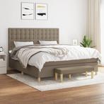 vidaXL Boxspring met matras stof taupe 180x200 cm, Eenpersoons, Verzenden, Nieuw, 80 cm