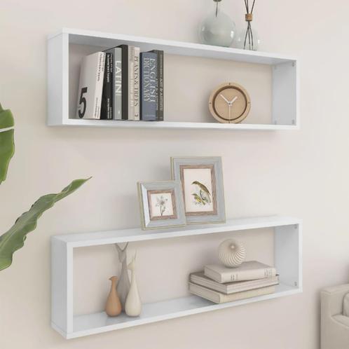 vidaXL Wandschappen kubus 2 st 100x15x30 cm bewerkt hout, Huis en Inrichting, Woonaccessoires | Wandplanken en Boekenplanken, Nieuw