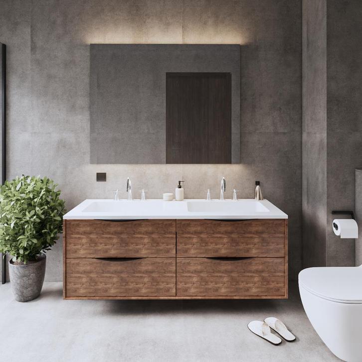 Onderkast Gliss Design Eleganz Hera Zwart 120cm 2 Lades Oak, Huis en Inrichting, Badkamer | Badkamermeubels, Ophalen of Verzenden