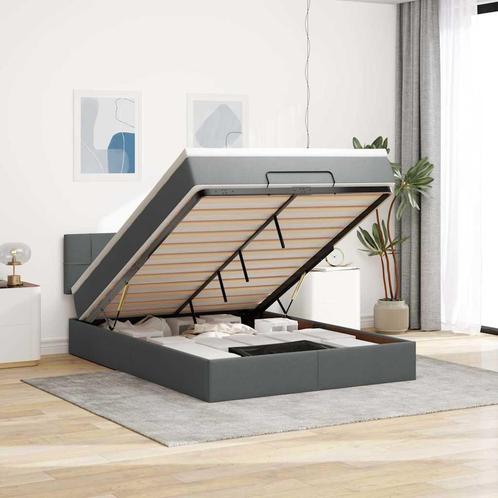 vidaXL Bed poef met matras en LEDs 140x200 cm stof zwart, Huis en Inrichting, Slaapkamer | Bedden, 140 cm, 200 cm, Zwart, Tweepersoons