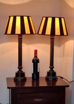 Tafellamp (2) - Metaal Mahonielook - XXL Kolomvoet + kappen