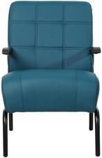 Blauwe leren industriële retro stoel - Toledo Leer Turquoise, Huis en Inrichting, Fauteuils, Nieuw, Leer, Ophalen of Verzenden