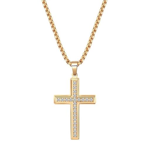 Fako Bijoux® - Ketting Met Kruisje Kristal - Diamond Cross -, Sieraden, Tassen en Uiterlijk, Kettingen, Verzenden