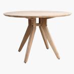 Partij van 8 ronde restaurant tafels van naturel teak hout, Huis en Inrichting, Tafels | Eettafels, Nieuw, 100 tot 150 cm, 100 tot 150 cm