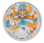 Australië. 50 Cents 2024 Year of the Dragon Teal and Orange, Postzegels en Munten