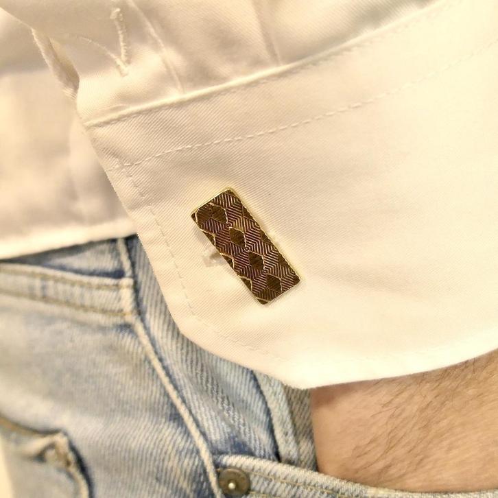 Vintage gouden manchetknopen met patroon, Sieraden, Tassen en Uiterlijk, Manchetknopen, Gebruikt, Goud, Ophalen of Verzenden