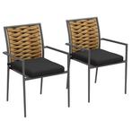 2 Zwarte Tuinstoelen – Terrasstoelen, weerbestendig, modern, Tuin en Terras, Tuinstoelen, Verzenden, Nieuw, Rotan