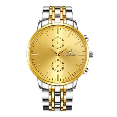 Staal Horloge voor Heren - Leren Bandje Anoloog Luxe Uurwerk, Sieraden, Tassen en Uiterlijk, Smartwatches, Nieuw, Verzenden