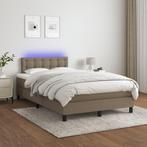 vidaXL Boxspring met matras en LED stof taupe 120x200 cm, Huis en Inrichting, Slaapkamer | Bedden, Verzenden, Nieuw, Twijfelaar