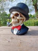 Beeld, head skull black colored - 28 cm - polyresin