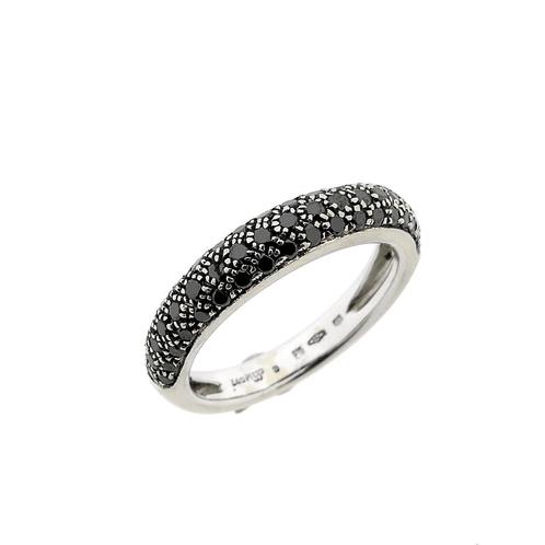 Witgouden pavé ring met zwarte diamanten | 0,55 ct., Sieraden, Tassen en Uiterlijk, Ringen, Dame, Met edelsteen, Overige kleuren