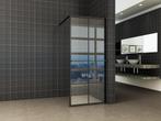 Inloop douche zwart raster+handdoekhouder 10mm NANO glas, Verzenden, Nieuw