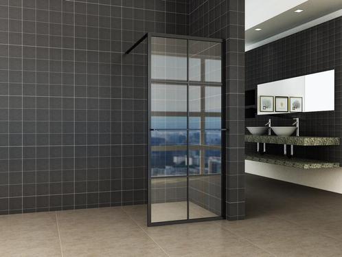 Inloop douche zwart raster+handdoekhouder 10mm NANO glas, Doe-het-zelf en Verbouw, Sanitair, Nieuw, Verzenden