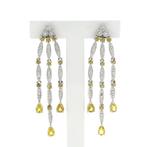 Witgouden oorstekers met gele saffier en diamant; 0,56 ct., Sieraden, Tassen en Uiterlijk, Oorbellen, Gebruikt, Overige kleuren