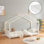 Kinderbed Simo huisbed met matras 90x200 cm wit [en.casa], Verzenden, Nieuw