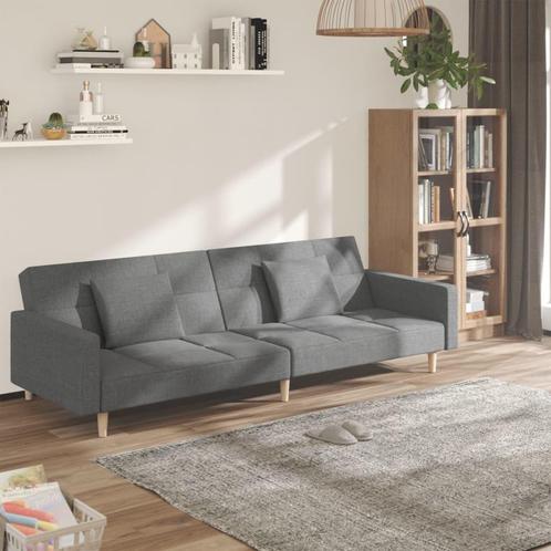 vidaXL Slaapbank 2-zits met 2 kussens stof lichtgrijs, Huis en Inrichting, Banken | Bankstellen, Nieuw, Stof, Tweepersoons, Verzenden
