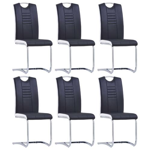 vidaXL Eetkamerstoelen 6 st kunstleer zwart, Huis en Inrichting, Stoelen, Zwart, Nieuw, Verzenden