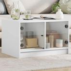 vidaXL Salontafel met glazen deuren 68x50x42 cm wit, 50 tot 100 cm, Verzenden, Nieuw, 50 tot 100 cm