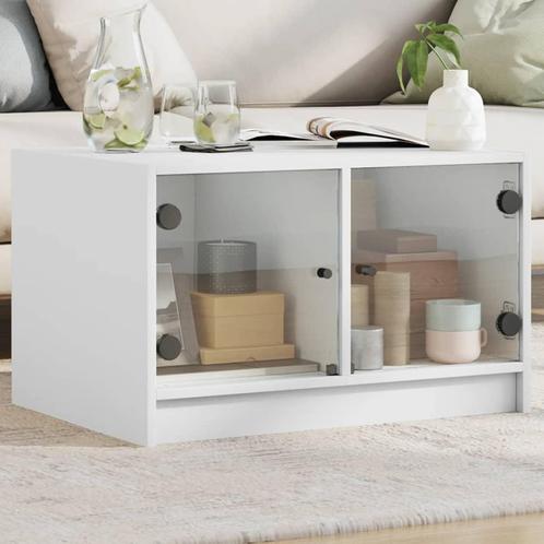 vidaXL Salontafel met glazen deuren 68x50x42 cm wit, Huis en Inrichting, Tafels | Salontafels, 50 tot 100 cm, Nieuw, Overige houtsoorten