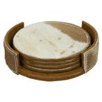 onderzetter koehuid rond bruin/wit 10cm (set of 4), Verzenden, Nieuw