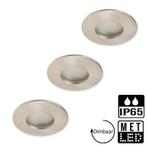 Set van 3 badkamer inbouwspots nikkel + LED spots GU10 Lybar, Huis en Inrichting, Lampen | Spots, Verzenden, Nieuw