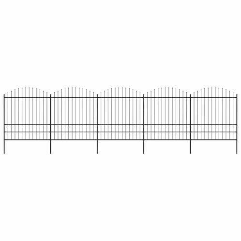 vidaXL Tuinhek met speren bovenkant (1,75-2)x8,5 m staal, Tuin en Terras, Schuttingen, Nieuw, IJzer, 2 meter of meer, Verzenden