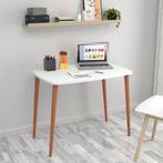[en.casa] Bureau Kongsberg laptoptafel 70x90x60 cm wit en ho, Huis en Inrichting, Nieuw, Verzenden
