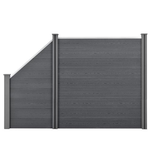 HKC Schuttingpanelen set vierkant/schuin 183x277cm grijs, Tuin en Terras, Tuinschermen, Nieuw, Verzenden