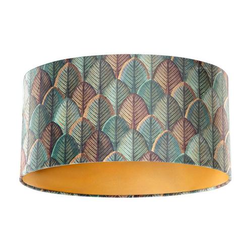 Velours lampenkap blad dessin met gouden binnenkant ovaal, Huis en Inrichting, Lampen | Lampenkappen, Minder dan 25 cm, Ovaal