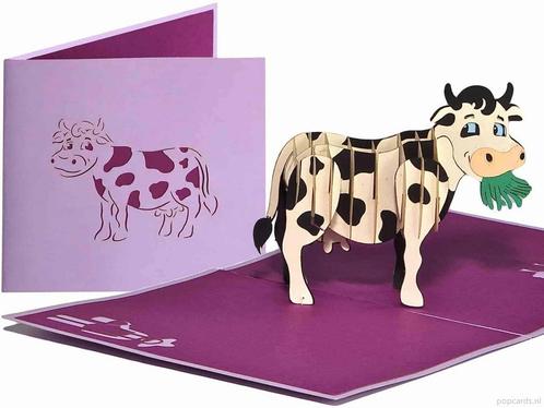 Vrolijke Hollandse koe pop-up kaart, Diversen, Wenskaarten, Verzenden