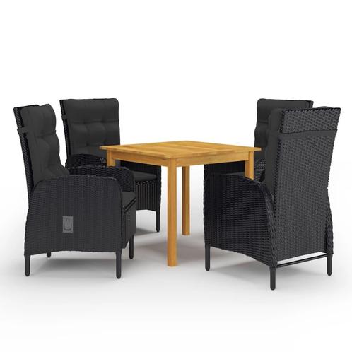 vidaXL 5-delige Tuinset zwart, Tuin en Terras, Tuinsets en Loungesets, Tuinset, Nieuw, 4 zitplaatsen, Rotan, Verzenden
