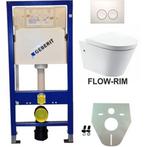 Geberit UP100 Toiletset - Flow Rim Wandcloset met Zitting -, Doe-het-zelf en Verbouw, Sanitair, Ophalen of Verzenden, Nieuw