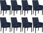 Set van 8 Blauwe leren landelijke eetkamerstoelen - Toledo L, Huis en Inrichting, Stoelen, Overige kleuren, Nieuw, Leer, Ophalen of Verzenden