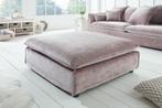Grote kruk HEAVEN 100cm taupe fluweel landelijke stijl -, Huis en Inrichting, Banken | Voetenbanken en Poefen, Ophalen of Verzenden