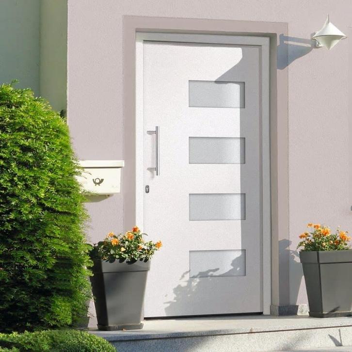 vidaXL Voordeur 110x210 cm aluminium en PVC wit, Doe-het-zelf en Verbouw, Deuren en Horren, Nieuw, Verzenden