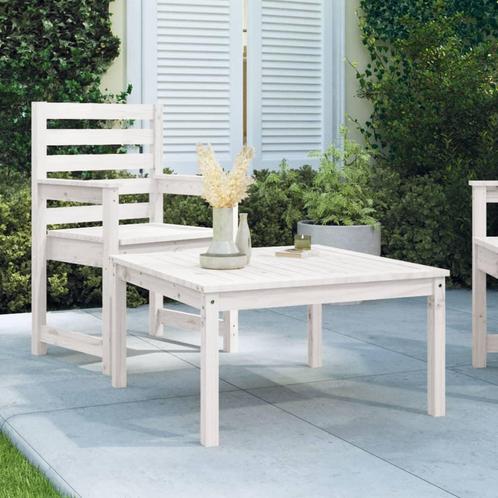 vidaXL Tuintafel 82,5x82,5x45 cm massief grenenhout wit, Tuin en Terras, Tuintafels, Nieuw, Verzenden