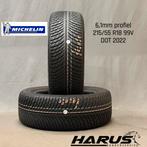 215/55/18 99V Michelin Winterbanden 6,1mm profiel 2X, 18 inch, Band(en), Personenwagen, Gebruikt