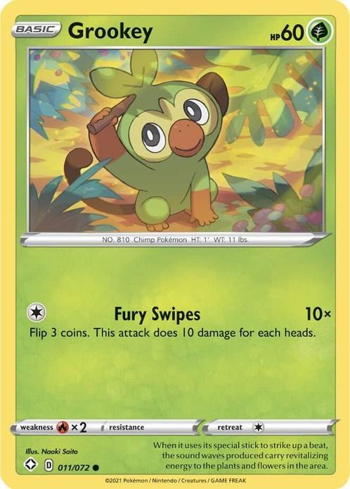 grookey 011/072 shining fates, Hobby en Vrije tijd, Verzamelkaartspellen | Pokémon, Losse kaart, Nieuw, Foil, Ophalen of Verzenden