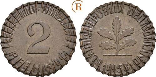 2 Pfennig entwertet ?? 1958 F Brd:, Postzegels en Munten, Munten | Europa | Niet-Euromunten, Verzenden