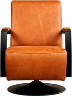 Cognac leren industriële draaifauteuils - staal zwart frame, Huis en Inrichting, Fauteuils, Nieuw, Ophalen of Verzenden, Modern