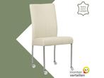 Leren eetkamerstoel Comfort met wieltjes - Toledo Avorio, Huis en Inrichting, Stoelen, Overige kleuren, Nieuw, Leer, Ophalen of Verzenden