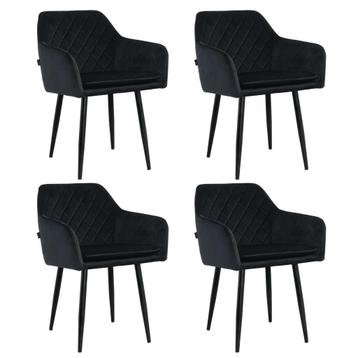 Lina® Noble - Velvet Eetkamerstoelen - Set van 4 - Zwart beschikbaar voor biedingen