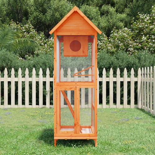 vidaXL Volière 60x58,5x160 cm massief grenenhout bruin, Dieren en Toebehoren, Overige Dieren-accessoires, Nieuw, Verzenden