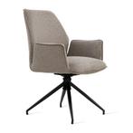 2dekans | Giga Meubel Eetkamerstoel Jill Linnen Taupe, Ophalen of Verzenden, Zo goed als nieuw