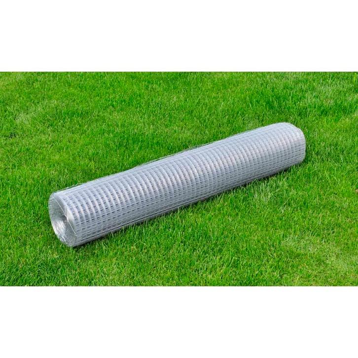 vidaXL Kippengaas 10x1 m gegalvaniseerd staal zilverkleurig, Tuin en Terras, Schuttingen, Nieuw, IJzer, 1 tot 2 meter, Verzenden