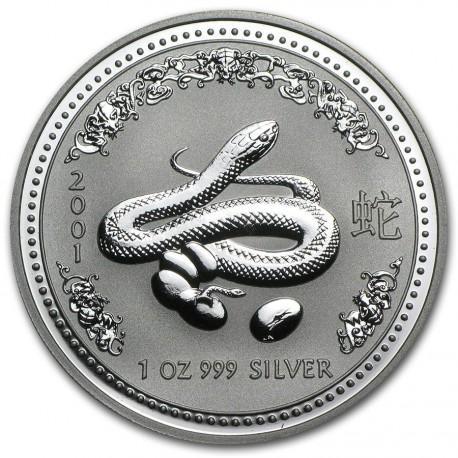 Lunar I - Year of the Snake - 1 oz 2001 (71.301 oplage), Postzegels en Munten, Munten | Oceanië, Losse munt, Zilver, Verzenden