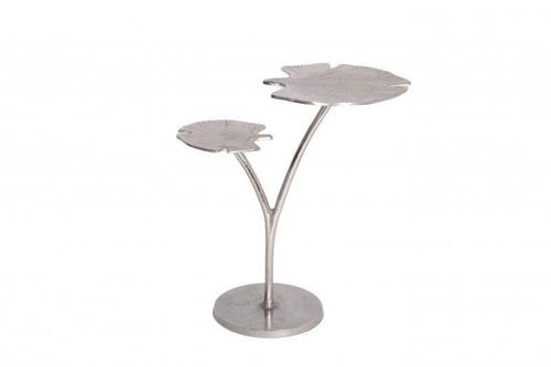 Decoratieve bijzettafel GINKGO LEAFS 50cm zilver handgemaakt, Huis en Inrichting, Tafels | Sidetables, Ophalen of Verzenden