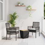 vidaXL Tuin Bistro Set 3 pcs Zwart Poly riet, Verzenden, Nieuw, Rotan